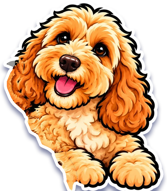 A cartoon of Douglas the cockapoo